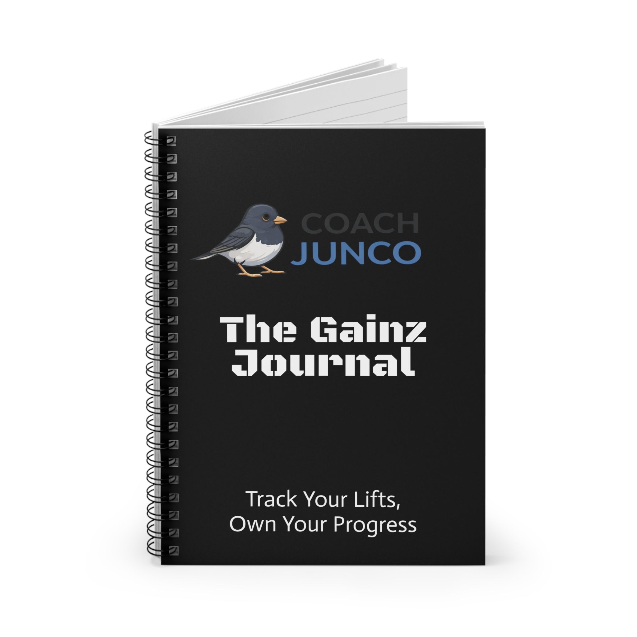 Coach Junco The Gainz Journal Spiral Notebook | Fitness Workout Log