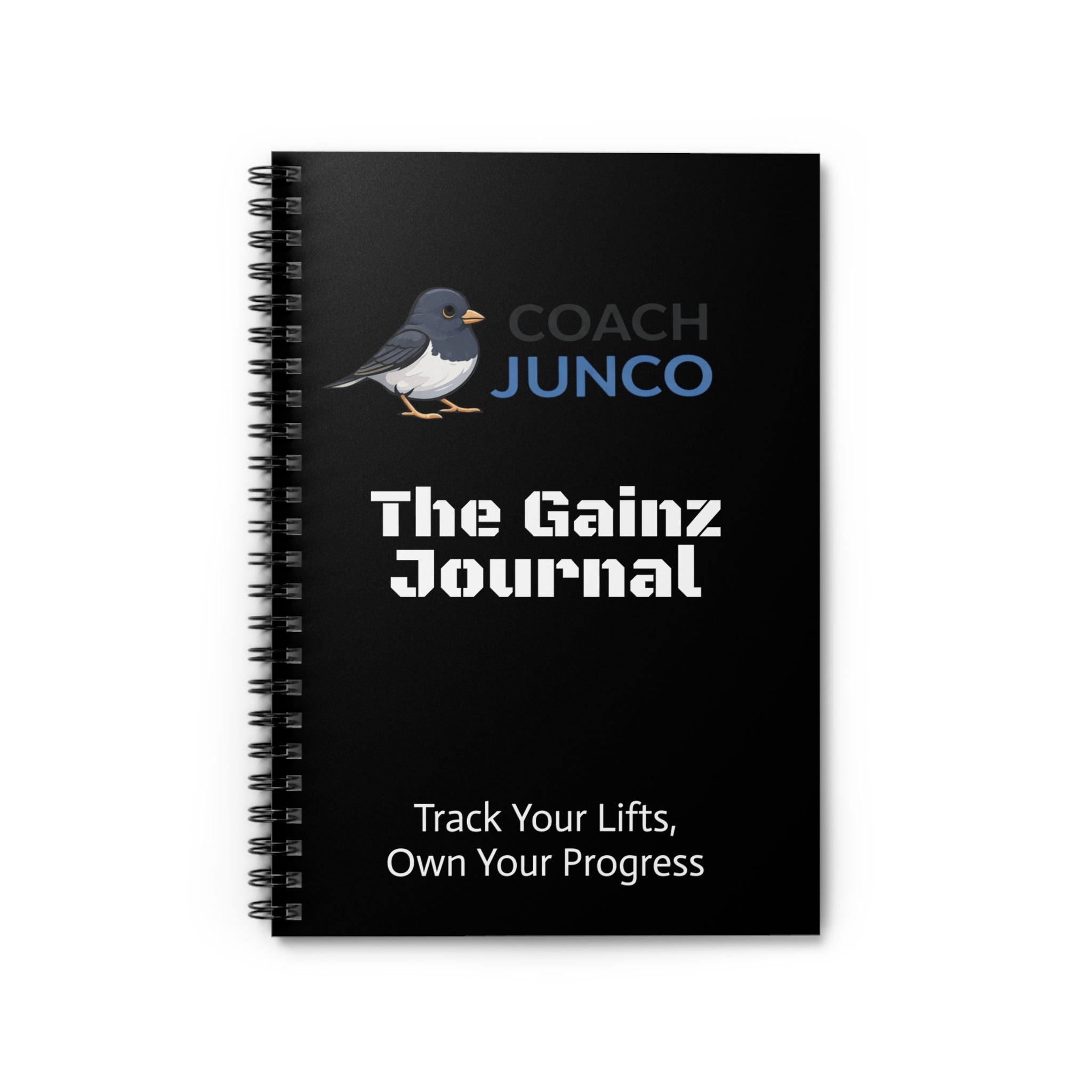 Coach Junco The Gainz Journal Spiral Notebook | Fitness Workout Log