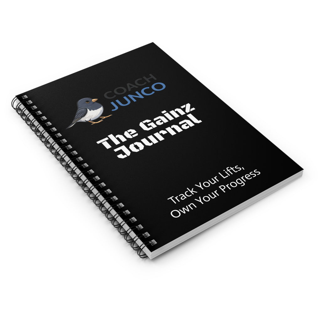 Coach Junco The Gainz Journal Spiral Notebook | Fitness Workout Log